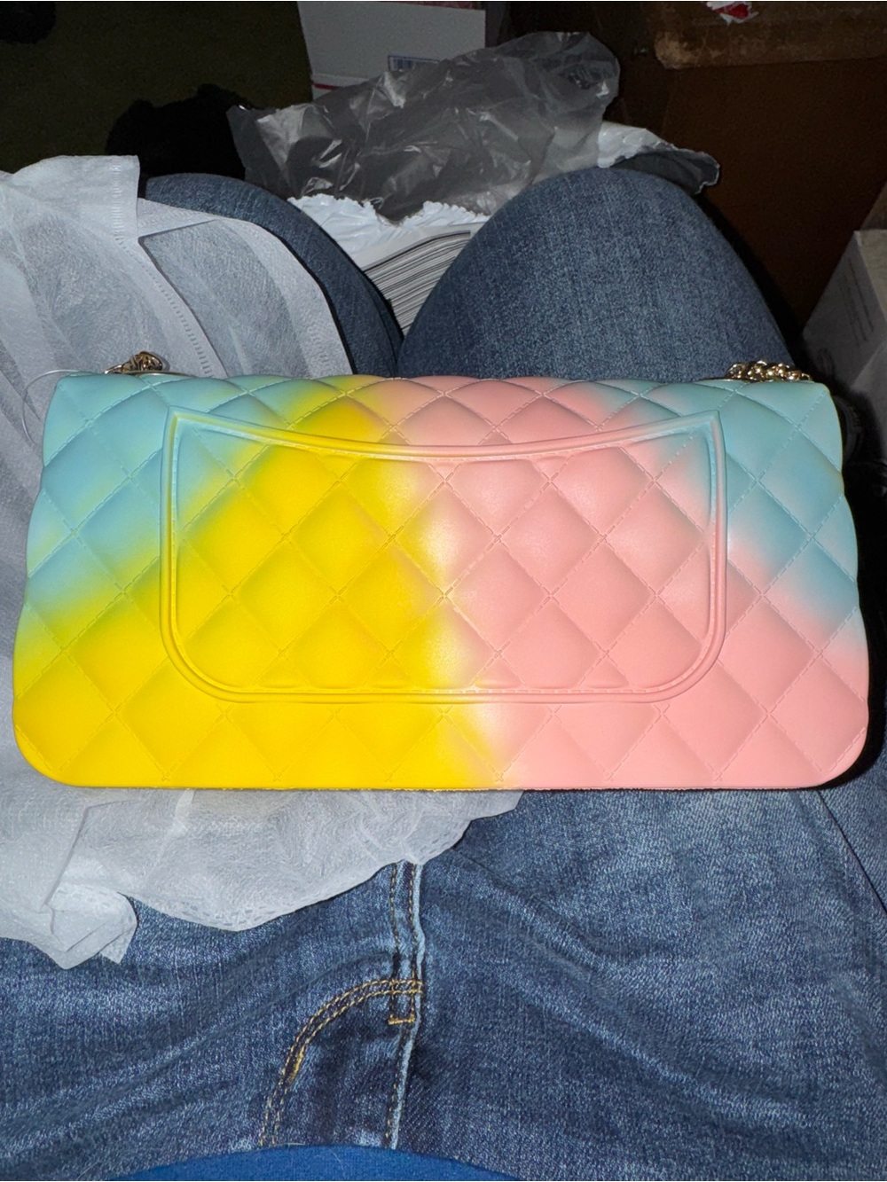 Pastel Ombre Jelly Quilted Shoulder Bag - plastic/rubber material - Picture 3 of 3